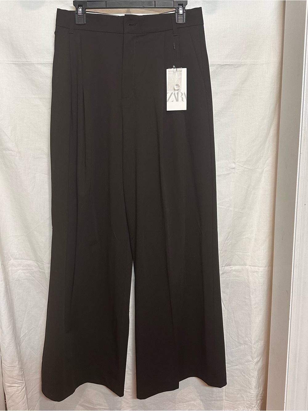 NWT Zara Dark Brown Wide-Leg Palazzo Pants – Size Medium